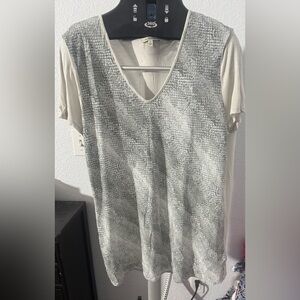 Calvin Klein Jeans Gray Patterned Short Sleeve Top